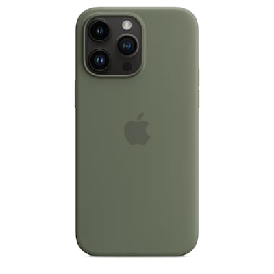 Apple Original iPhone 14 Pro Max Silikon Case mit MagSafe Oliv